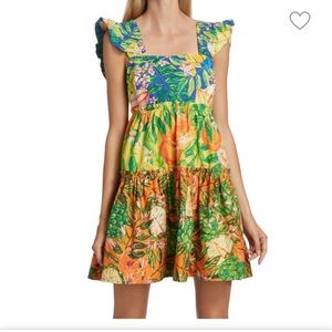 NWT M Women Farm Rio Dresses Farm Rio Caipirinha Tiered Mini Dress summer bright